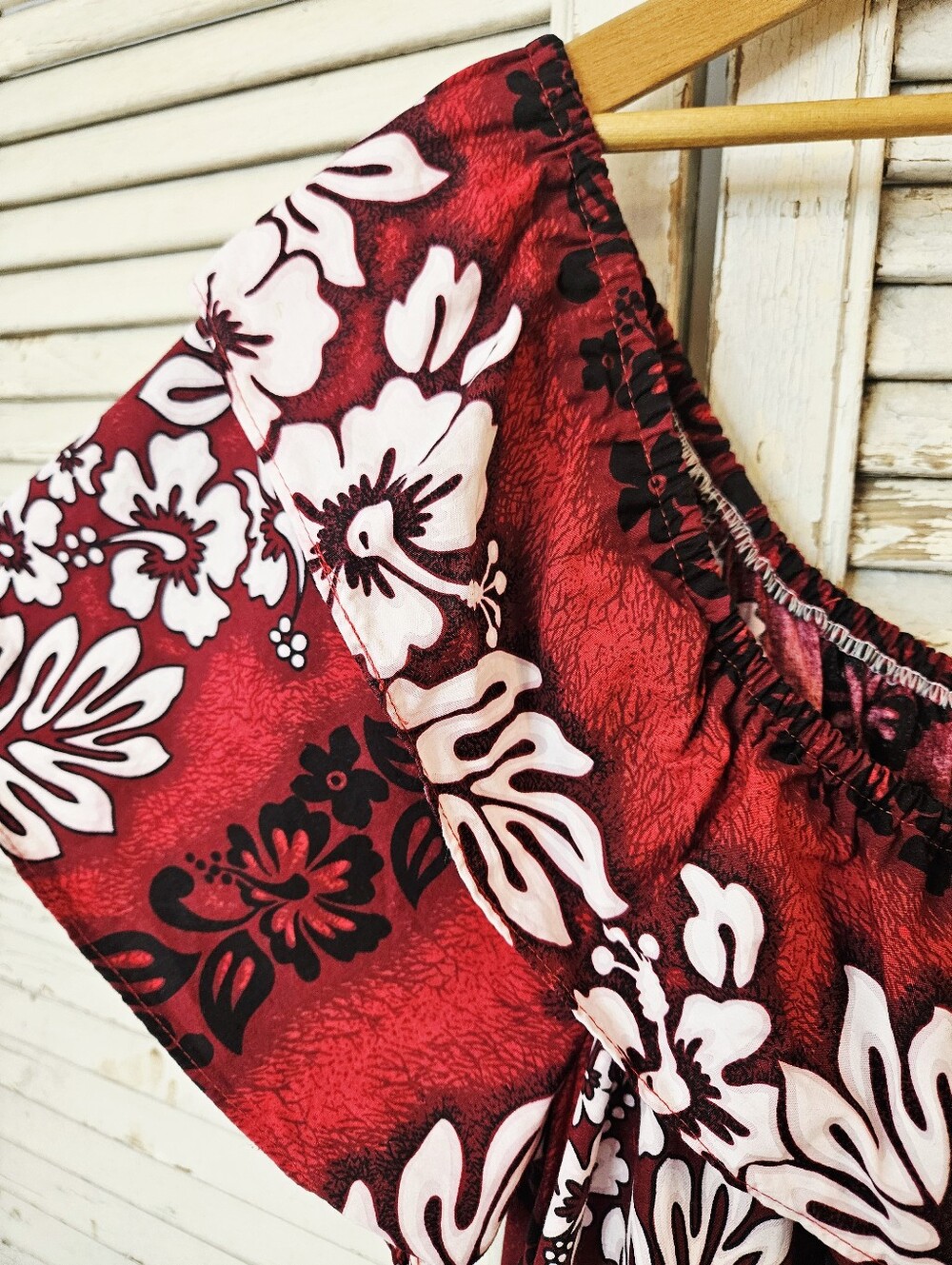 Vintage Y2K Royal Creations Red & White Floral 100% Cotton Hawaiian Dress Large - Picture 9 of 13